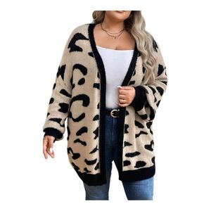 NWT SHEIN Fit + Leopard Print Cardigan, P2P:32”, L:32”, Sz 28/30